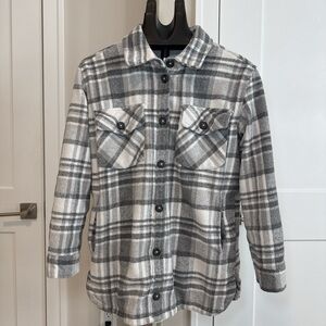 Thread & Supply Grey and White plaid flannel jacket #flanneljacket